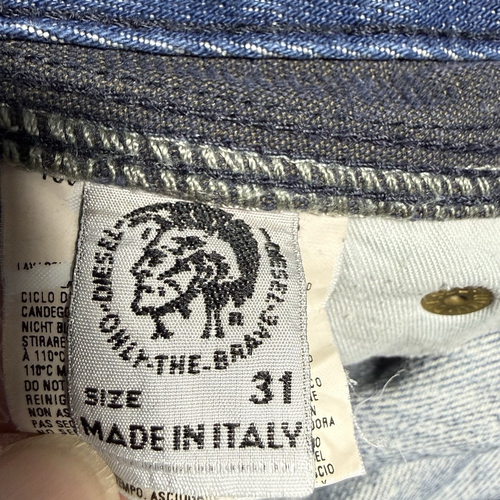 Diesel Jeans Men 31x34 Reslim Slim Straight Light Wash Whiskered Y2K Italy 00796 - Picture 8 of 15
